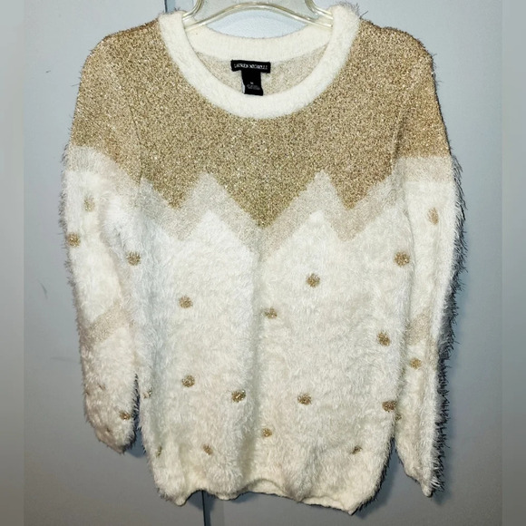 Lauren Michelle Metallic Fluffy Sweater Holiday Christmas New Years Party M - Picture 1 of 7